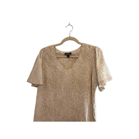 Original Nicole Miller M Dress Sheath Neutral Animal Print Flutter Sleeve Summer - Picture 3 of 7